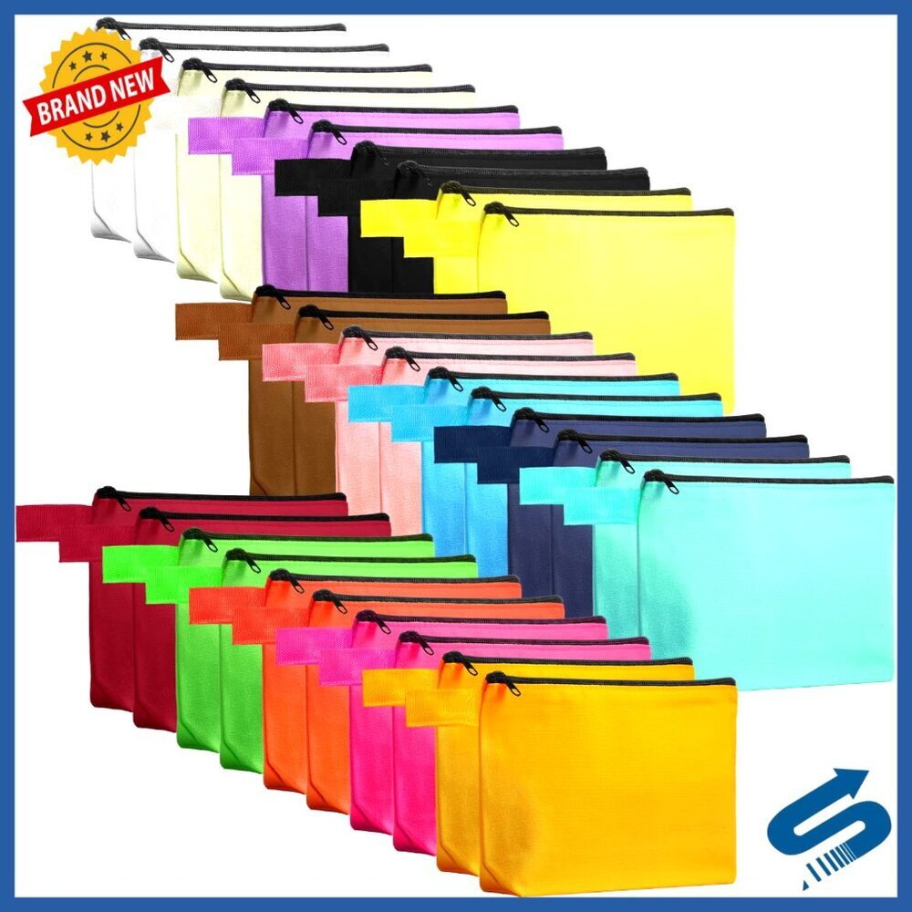 Canvas Cosmetic Bags Bulk Set DIY Travel Toiletry Pouch Multipurpose Organizer